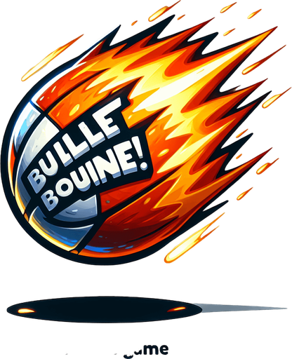 A ball with fire launching to the left with white painted text that says “BULLET BOUNCE!” At an angle on the ball.
Single Game Texture.  In-Game asset.  2d.  No background.  High contrast.  No shadows