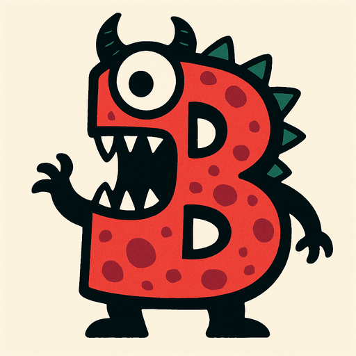 B harfine benzeyen bir canavar.
In-Game asset.  2d.  High contrast.  No shadows