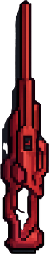 top down sci-fi sniper cannon, red metal, sleek, pixel art