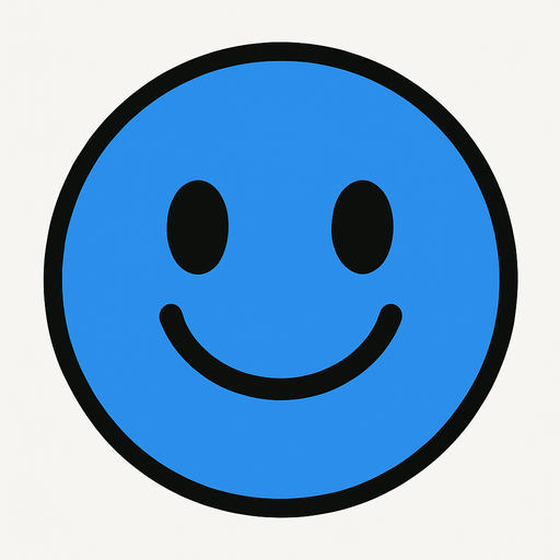 a happy blue circle simple.
In-Game asset.  2d.  High contrast.  No shadows
