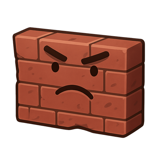 a brick mimic realistic. No background. Transparent background. Blank background. No shadows. 2d. In-Game asset. flat