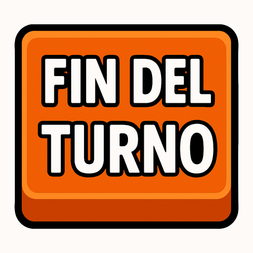 un botton que dice "Fin del Turno" con letras blancas y grandes.
In-Game asset.  2d.  High contrast.  No shadows