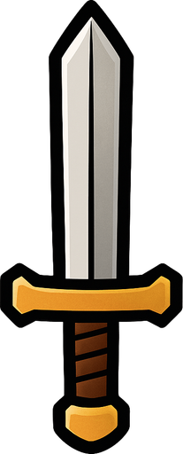 Basic sword.
In-Game asset.  2d.  High contrast.  No shadows