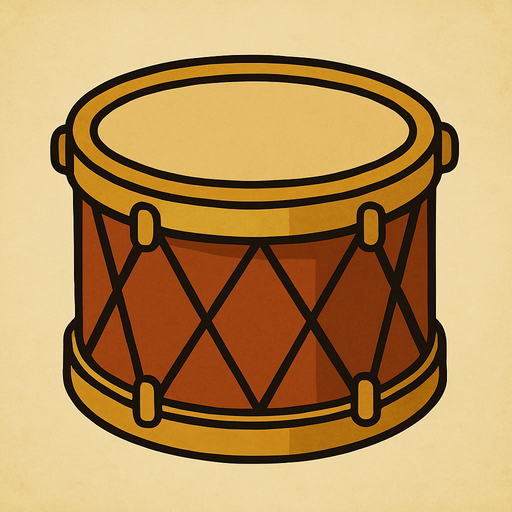 Drum in professor Layton game style.
In-Game asset.  2d.  High contrast.  No shadows