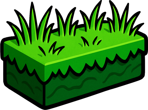 Que sea un un bloque alargado dd pasto.
In-Game asset.  2d.  High contrast.  No shadows