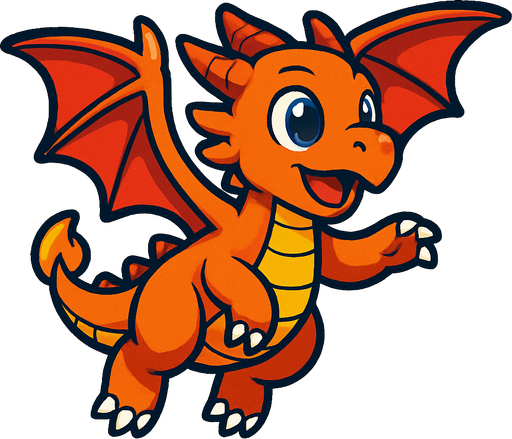 Bébé dragon en train de voler.
In-Game asset.  2d.  High contrast.  No shadows