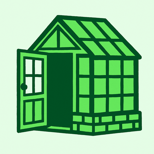 green house, open door looking left.
In-Game asset.  2d.  High contrast.  No shadows
