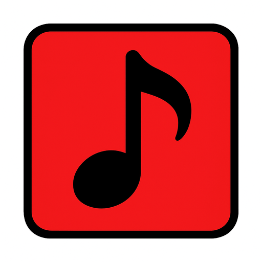 A single musical tile red.
In-Game asset.  2d.  High contrast.  No shadows
