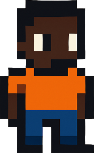 black person pixel art.
In-Game asset.  High contrast.  No shadows