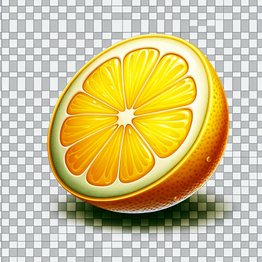 lemon slice.
Single Game Texture. In-Game asset. 2d. Blank background. High contrast. No shadows.