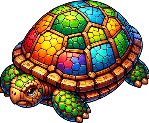 Turtle.
Single Game Texture.  In-Game asset.  2d.  Blank background.  High contrast.  No shadows