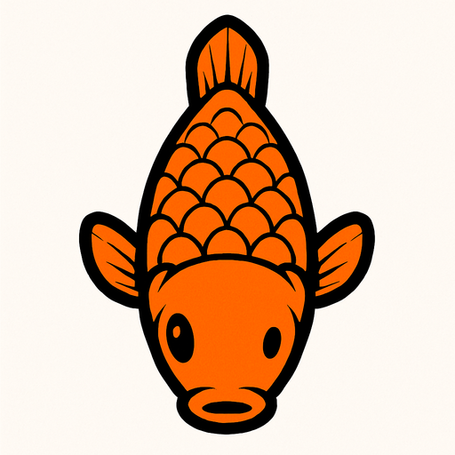 a orange fish seen from top to bottom.
In-Game asset.  2d.  High contrast.  No shadows