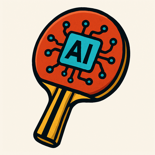 Raquette de ping pong ia.
In-Game asset.  2d.  High contrast.  No shadows