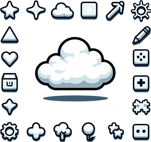 bulut beyaz pofuduk 2d oyun detailles.
Single Game Texture.  In-Game asset.  2d.  Blank background.  High contrast.  No shadows