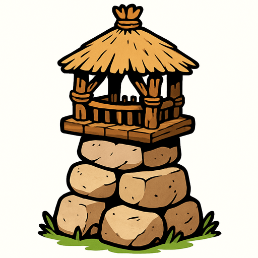 Taş devri Kule.
In-Game asset.  2d.  High contrast.  No shadows