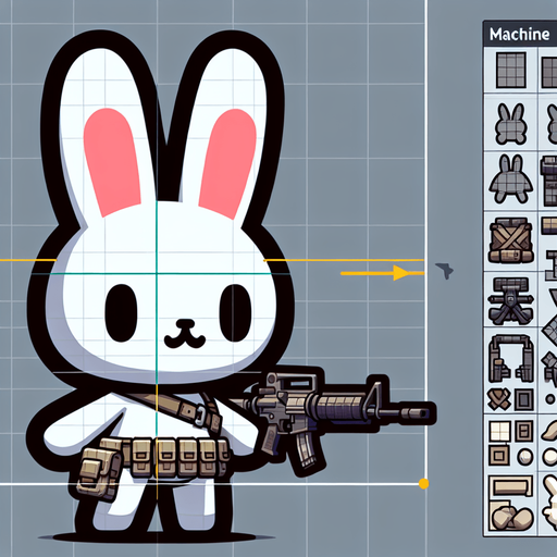 MG bunny.
Single Game Texture.  In-Game asset.  2d.  Blank background.  High contrast.  No shadows