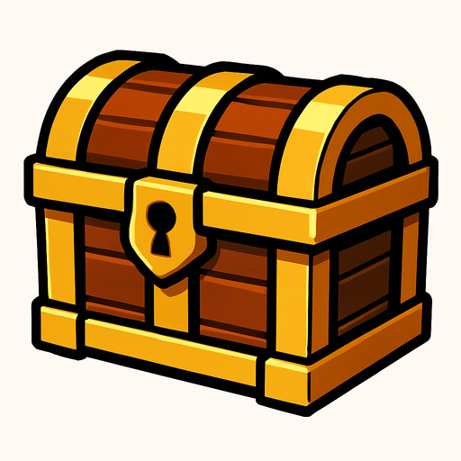 treasure chest.
In-Game asset.  2d.  High contrast.  No shadows