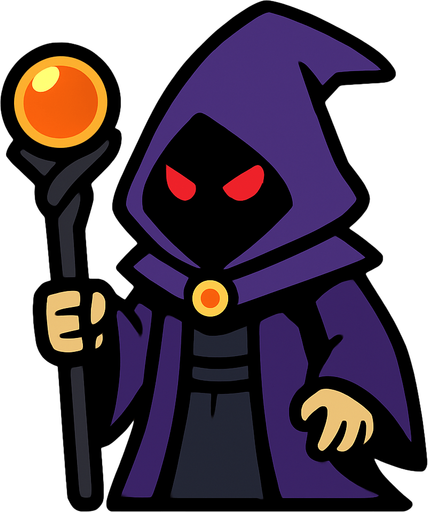 dark wizard 2d in game asset.
In-Game asset.  2d.  High contrast.  No shadows