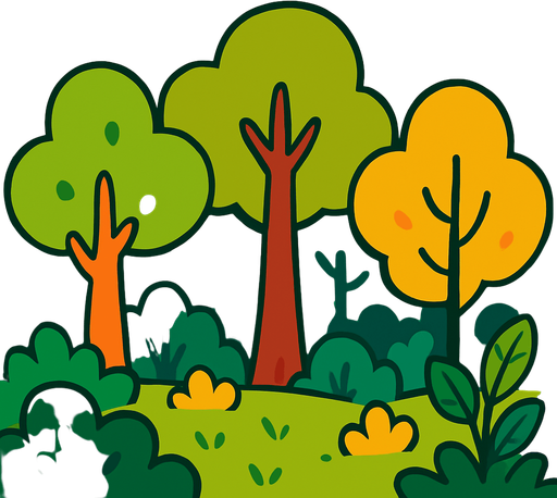 fond d'écran forêt mignonne.
In-Game asset.  2d.  High contrast.  No shadows