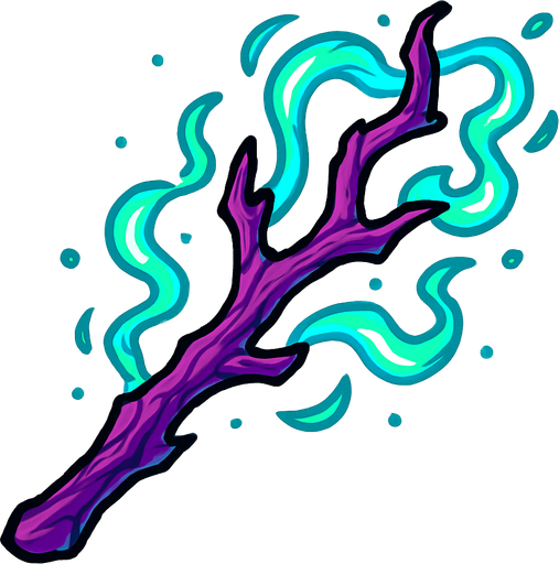 Crea una rama mágica.
In-Game asset.  2d.  High contrast.  No shadows