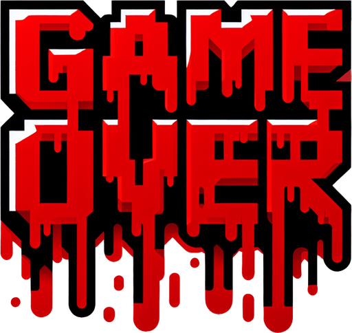 Game Over. Red game letters, dripping.
Single Game Texture. In-Game asset. 2d. Blank background. High contrast. No shadows.