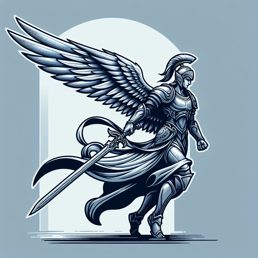 angel warrior moving left.
Single Game Texture. In-Game asset. 2d. Blank background. High contrast. No shadows.