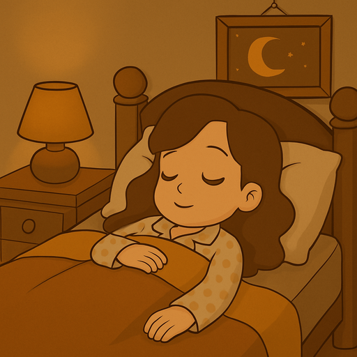 Remove her hair accessory and have her laying in her bed asleep