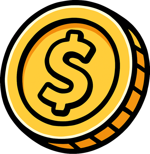 coin.
In-Game asset.  2d.  High contrast.  No shadows