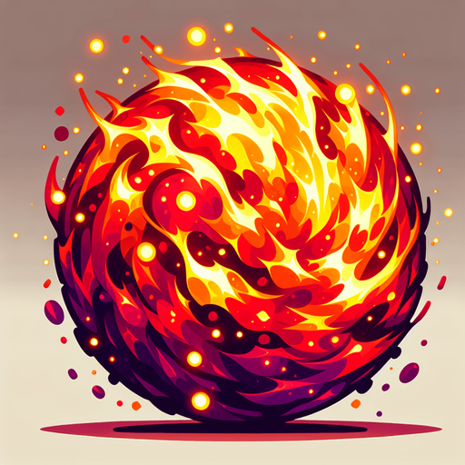 fire ball.
Single Game Texture.  In-Game asset.  2d.  Blank background.  High contrast.  No shadows