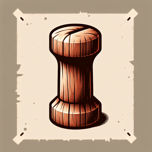 Single Game Texture. In-Game asset. 2d. Blank background. High contrast. No shadows.wooden peg