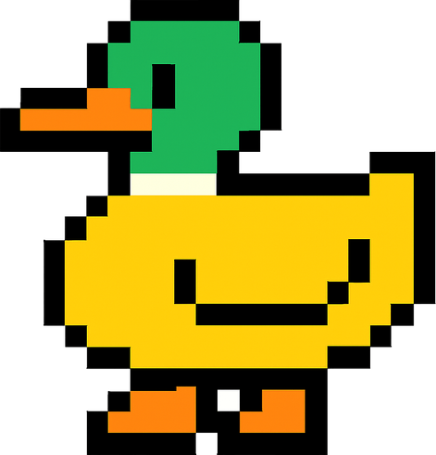 Ordek pixel.
In-Game asset.  2d.  High contrast.  No shadows