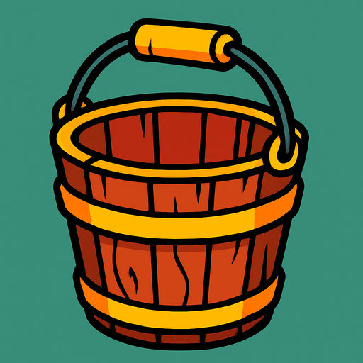 bucket.
In-Game asset.  2d.  High contrast.  No shadows