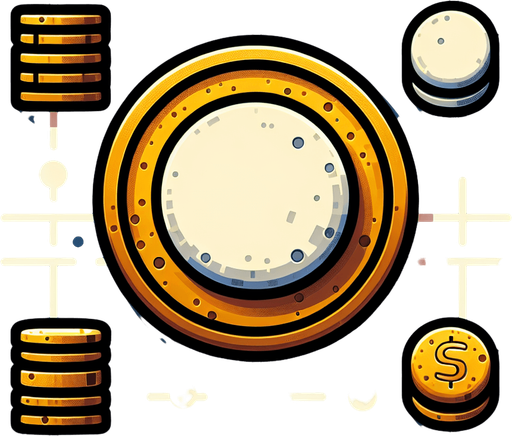 coin.
Single Game Texture. In-Game asset. 2d. Blank background. High contrast. No shadows.