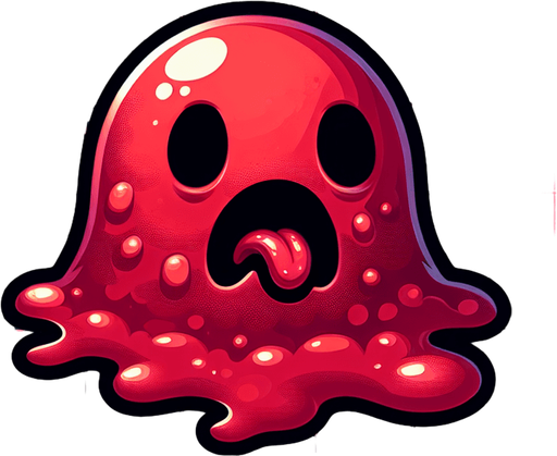 Single Game Texture. In-Game asset. 2d. Blank background. High contrast. No shadows, scary red slime Sprite