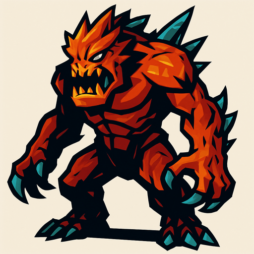 giand mosnter.
In-Game asset.  2d.  High contrast.  No shadows