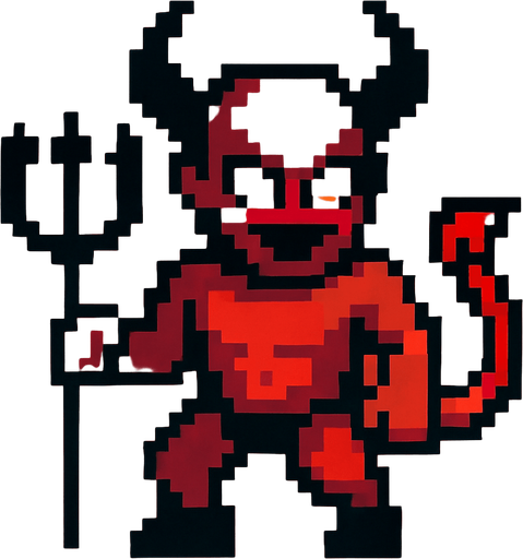 a hell player 2d pixel.
In-Game asset.  2d.  High contrast.  No shadows