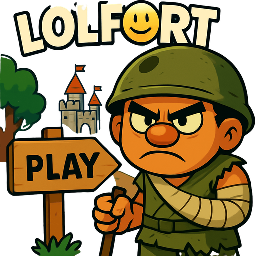 Gökyüzünü mavi yap tabelaya play yaz en üste gökyüzüne soldan sağa dogru hafif oval şekilde Lolfort yaz o harfleri için gülümseme emojisi kullan