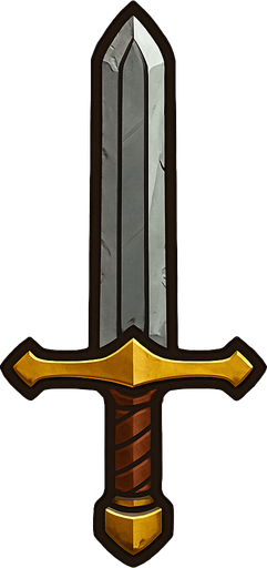 medieval sword.
In-Game asset.  2d.  High contrast.  No shadows