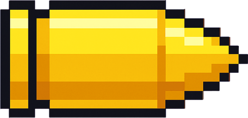 a bullet but yellow and pixel.
In-Game asset.  2d.  High contrast.  No shadows