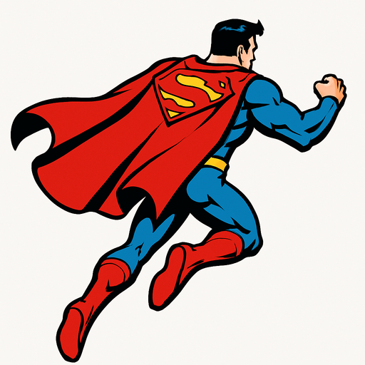 Believe me, Superman flies from behind.
In-Game asset.  High contrast.  No shadows