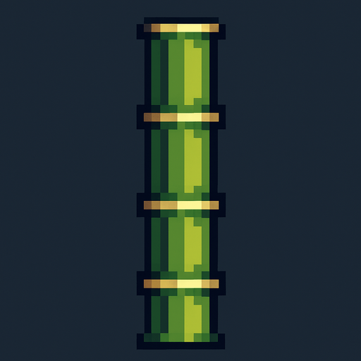Yapraksız pixel art bambu.
In-Game asset.  2d.  High contrast.  No shadows