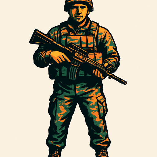 real human soldier.
In-Game asset.  2d.  High contrast.  No shadows