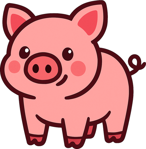 tatlı bir pembe domuz.
In-Game asset.  2d.  High contrast.  No shadows