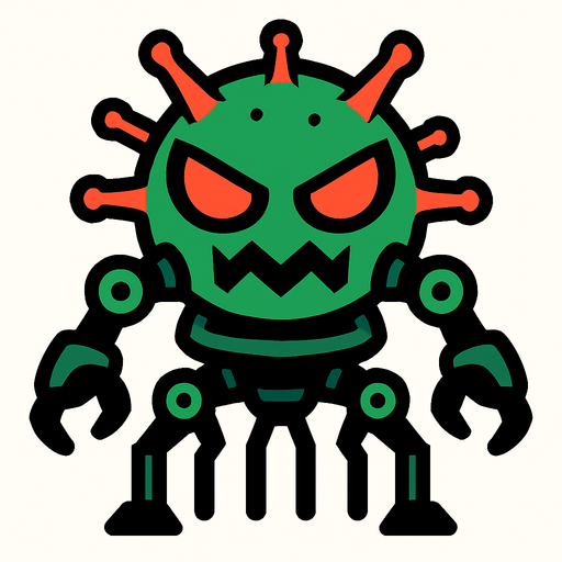 robot virüs.
In-Game asset.  2d.  High contrast.  No shadows