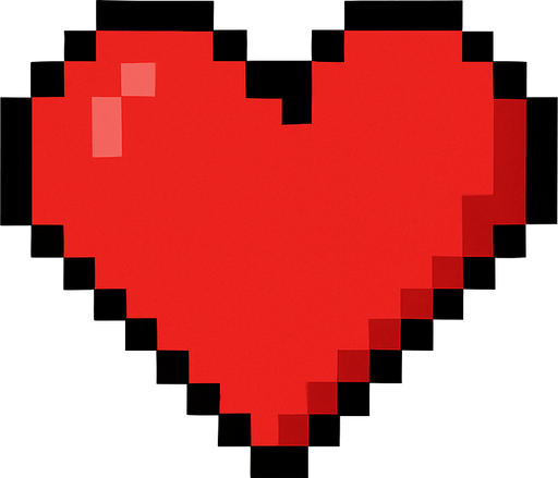 Piksel kalp.
In-Game asset.  2d.  High contrast.  No shadows