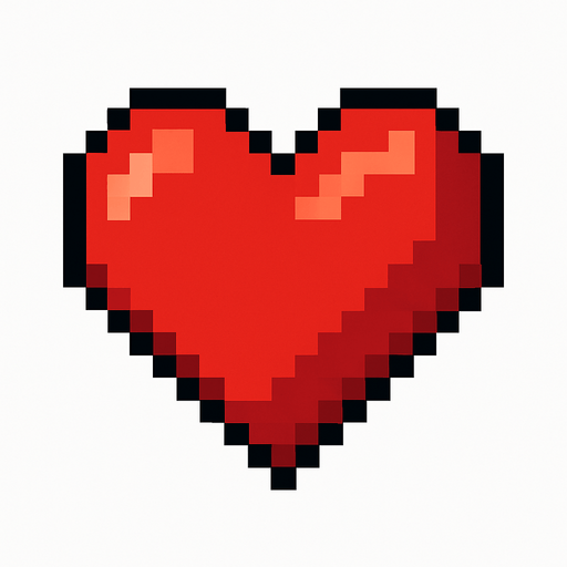 Piksel Kalp Resmi.
In-Game asset.  2d.  High contrast.  No shadows