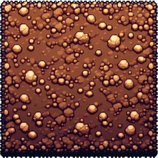 square dirt.
Single Game Texture.  In-Game asset.  2d.  Blank background.  High contrast.  No shadows