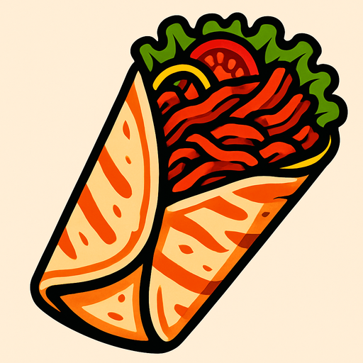 Döner Shavurma.
In-Game asset.  2d.  High contrast.  No shadows