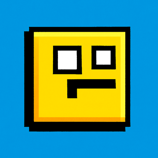 Pixel Geometri dash cube.
In-Game asset.  2d.  High contrast.  No shadows. Pixel