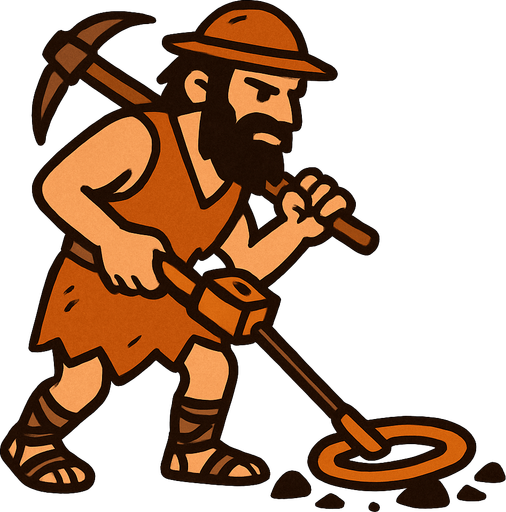 Maden arayıcı eski çağ.
In-Game asset.  2d.  High contrast.  No shadows